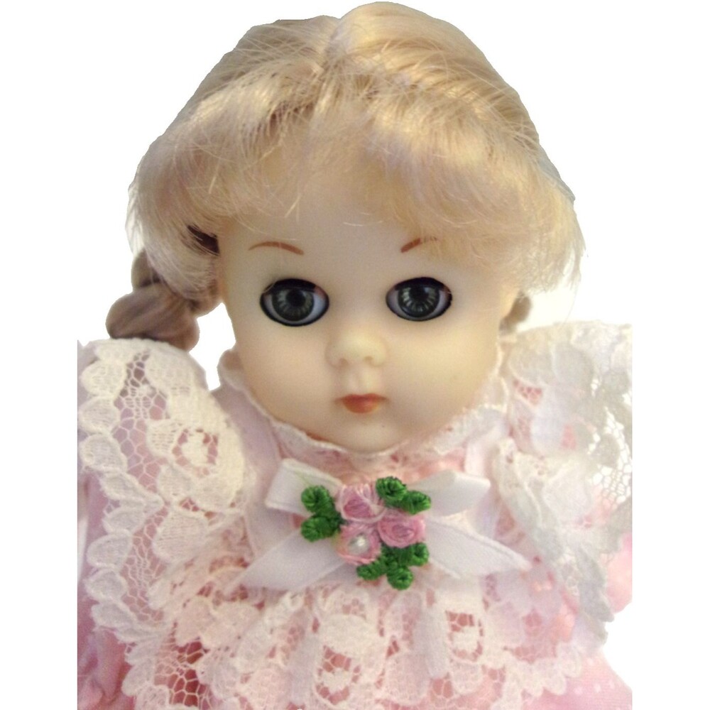 Ginny Doll 8" Vogue Dolls 1984 70016 Blonde Hair Blue Eyes Vinyl Orig. Box Stand